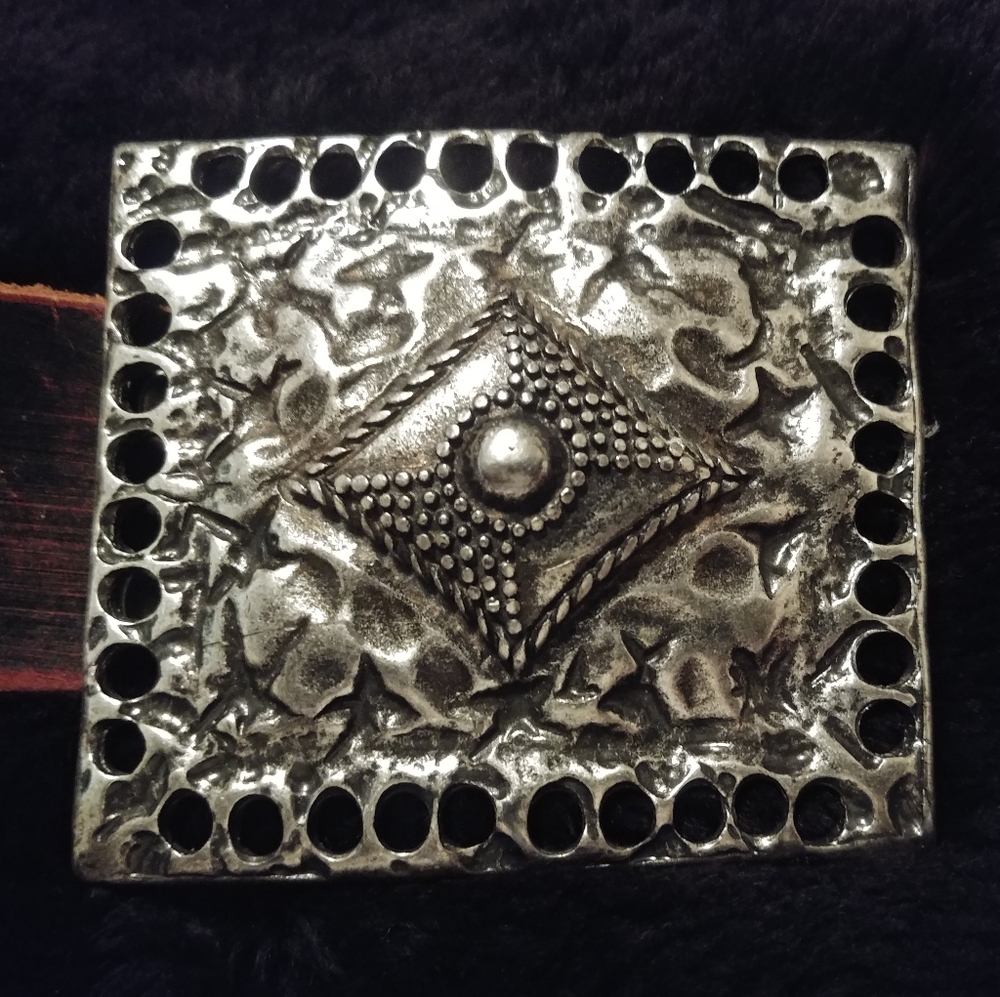1970 EA BOHO BELT BUCKLE and leather belt ITALY.